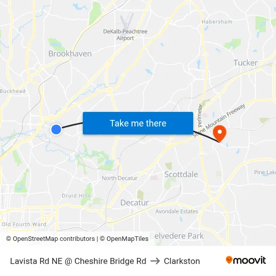 Lavista Rd NE @ Cheshire Bridge Rd to Clarkston map