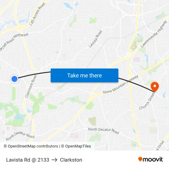 Lavista Rd @ 2133 to Clarkston map