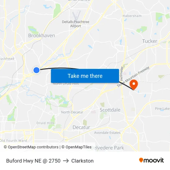 Buford Hwy NE @ 2750 to Clarkston map