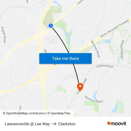 Lawrenceville @ Lee Way to Clarkston map