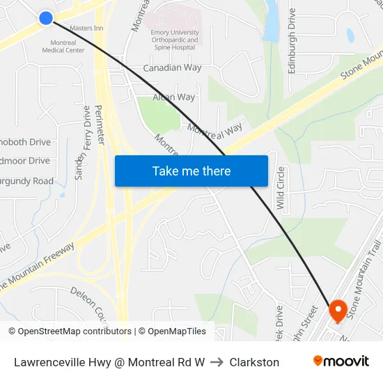 Lawrenceville Hwy @ Montreal Rd W to Clarkston map