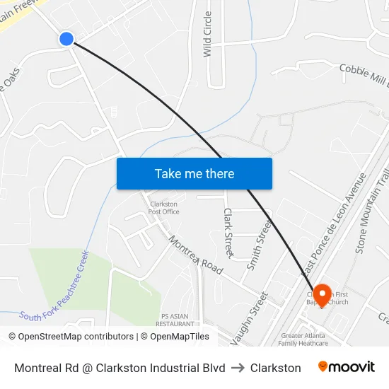 Montreal Rd @ Clarkston Industrial Blvd to Clarkston map