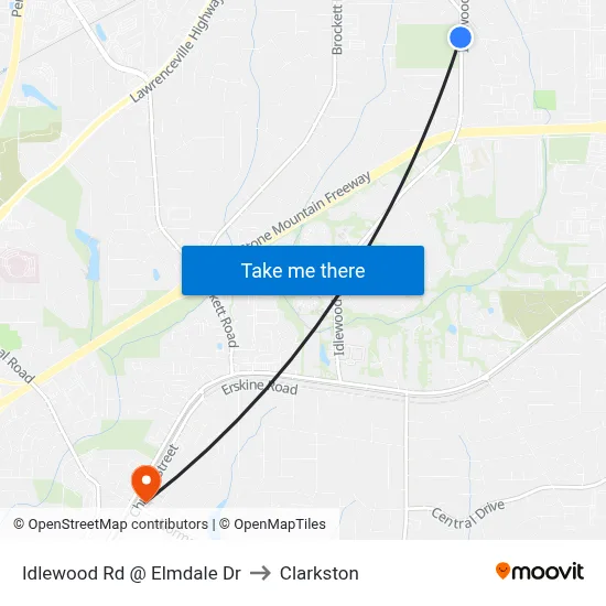 Idlewood Rd @ Elmdale Dr to Clarkston map