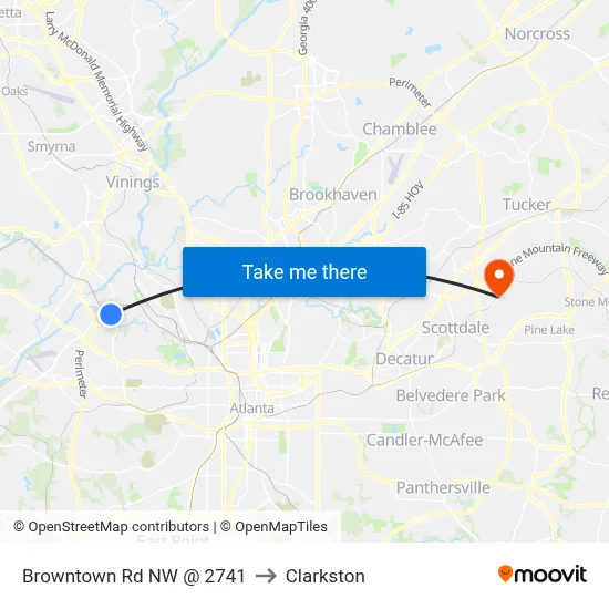 Browntown Rd NW @ 2741 to Clarkston map