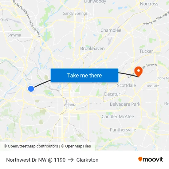 Northwest Dr NW @ 1190 to Clarkston map