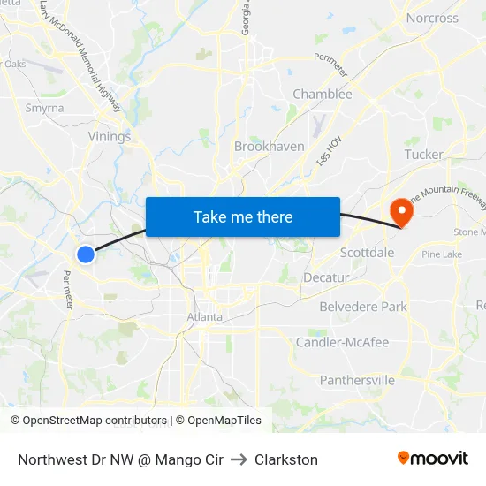 Northwest Dr NW @ Mango Cir to Clarkston map
