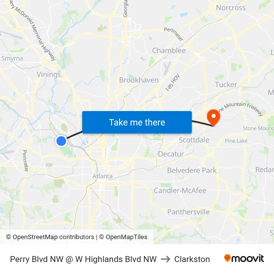 Perry Blvd NW @ W Highlands Blvd NW to Clarkston map
