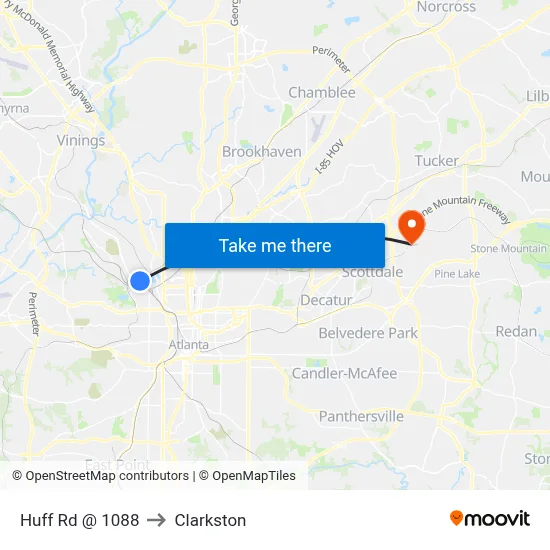 Huff Rd @ 1088 to Clarkston map
