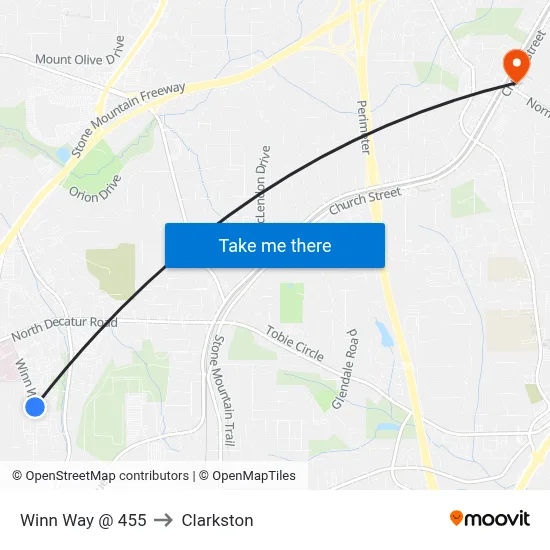 Winn Way @ 455 to Clarkston map