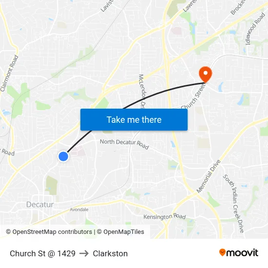 Church St @ 1429 to Clarkston map