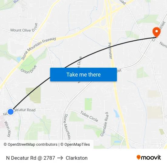 N Decatur Rd @ 2787 to Clarkston map