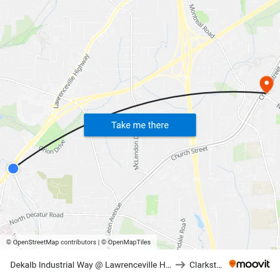 Dekalb Industrial Way @ Lawrenceville Hwy to Clarkston map