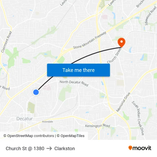 Church St @ 1380 to Clarkston map