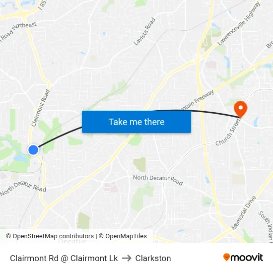Clairmont Rd @ Clairmont Lk to Clarkston map