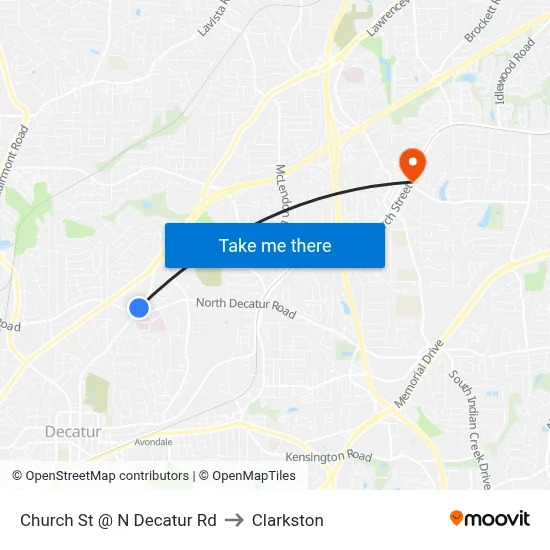 Church St @ N Decatur Rd to Clarkston map