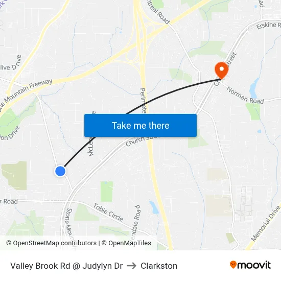 Valley Brook Rd @ Judylyn Dr to Clarkston map