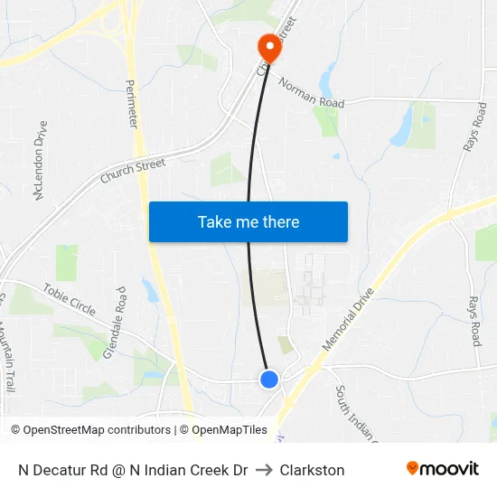 N Decatur Rd @ N Indian Creek Dr to Clarkston map