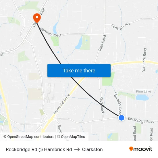 Rockbridge Rd @ Hambrick Rd to Clarkston map