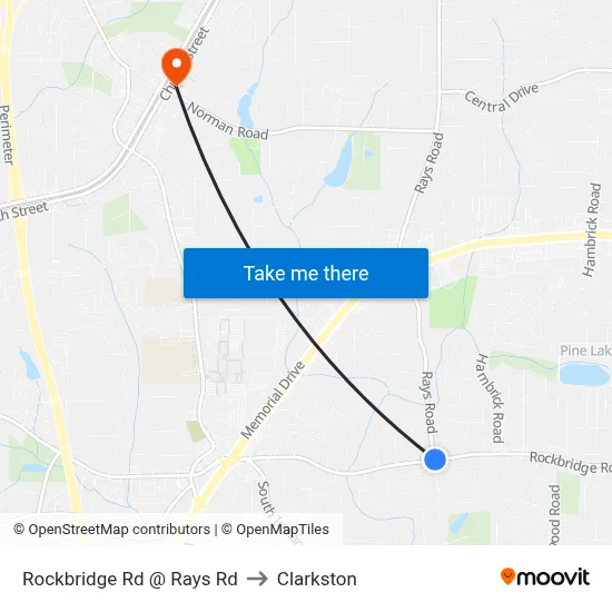 Rockbridge Rd @ Rays Rd to Clarkston map