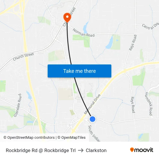 Rockbridge Rd @ Rockbridge Trl to Clarkston map
