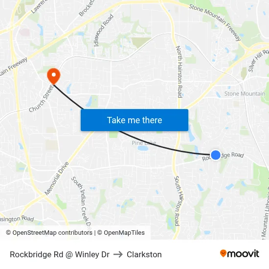 Rockbridge Rd @ Winley Dr to Clarkston map