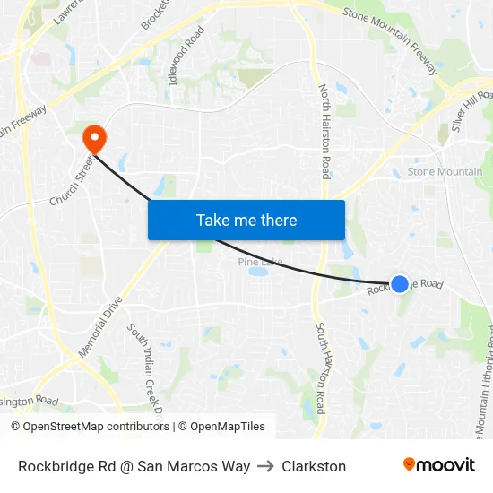 Rockbridge Rd @ San Marcos Way to Clarkston map