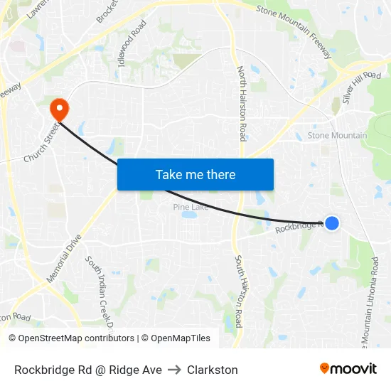 Rockbridge Rd @ Ridge Ave to Clarkston map