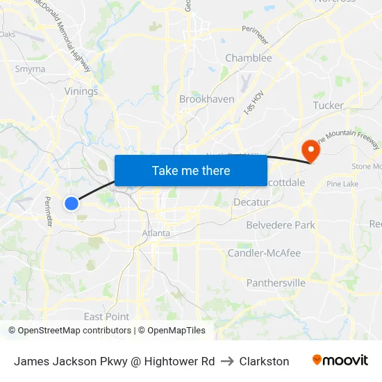 James Jackson Pkwy @ Hightower Rd to Clarkston map