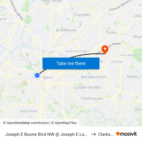 Joseph E Boone Blvd NW @ Joseph E Lowery Blvd to Clarkston map