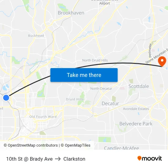 10th St @ Brady Ave to Clarkston map