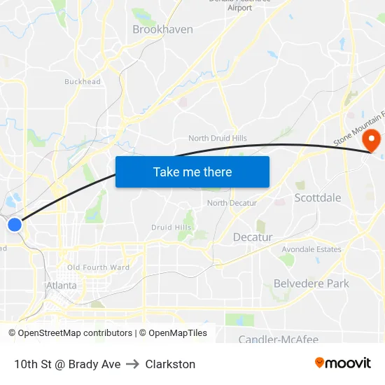 10th St @ Brady Ave to Clarkston map