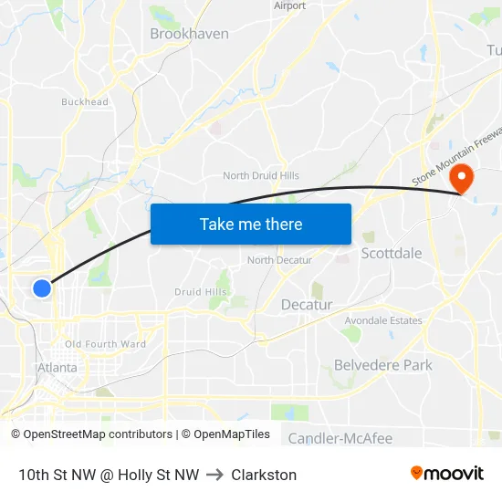 10th St NW @ Holly St NW to Clarkston map
