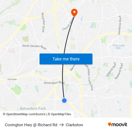 Covington Hwy @ Richard Rd to Clarkston map
