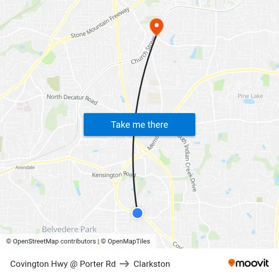 Covington Hwy @ Porter Rd to Clarkston map