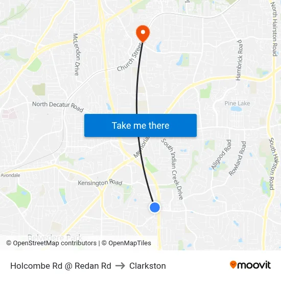 Holcombe Rd @ Redan Rd to Clarkston map