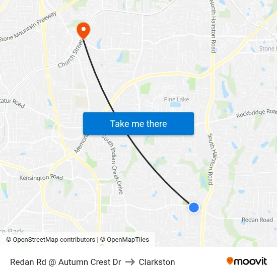 Redan Rd @ Autumn Crest Dr to Clarkston map