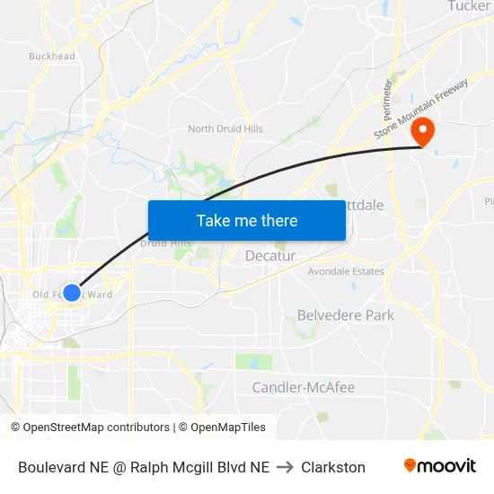 Boulevard NE @ Ralph Mcgill Blvd NE to Clarkston map