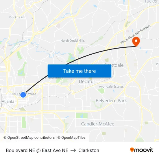 Boulevard NE @ East Ave NE to Clarkston map