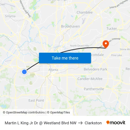 Martin L King Jr Dr @ Westland Blvd NW to Clarkston map