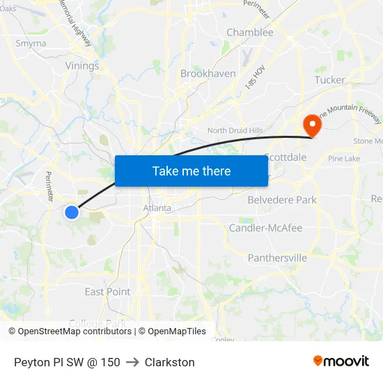 Peyton Pl SW @ 150 to Clarkston map