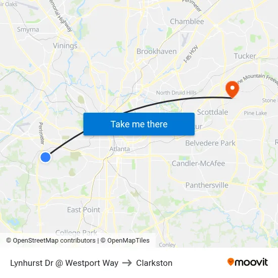Lynhurst Dr @ Westport Way to Clarkston map