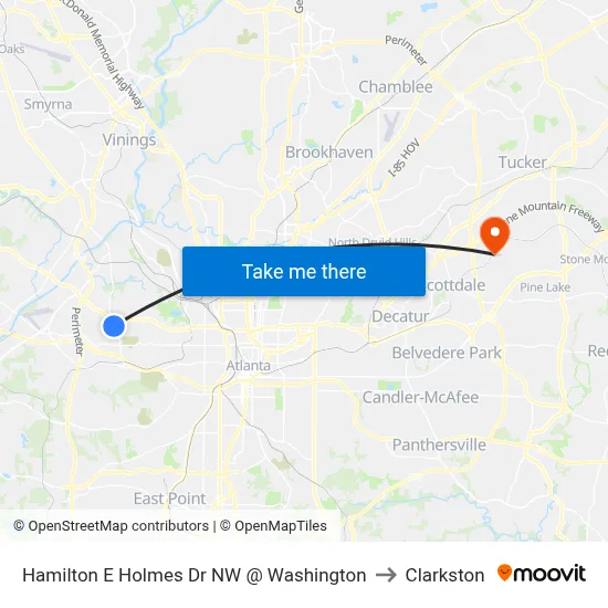 Hamilton E Holmes Dr NW @ Washington to Clarkston map