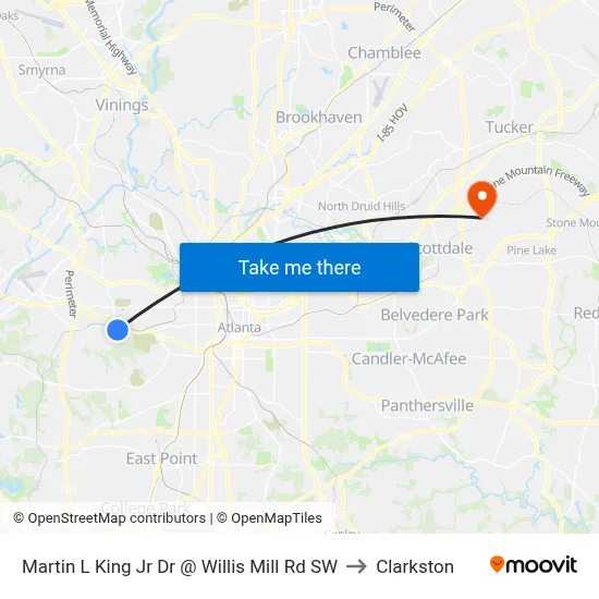 Martin L King Jr Dr @ Willis Mill Rd SW to Clarkston map