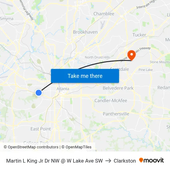 Martin L King Jr Dr NW @ W Lake Ave SW to Clarkston map