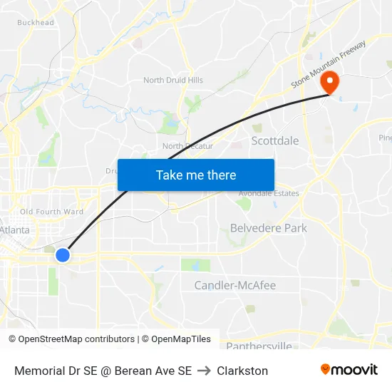 Memorial Dr SE @ Berean Ave SE to Clarkston map