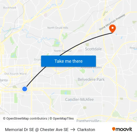 Memorial Dr SE @ Chester Ave SE to Clarkston map