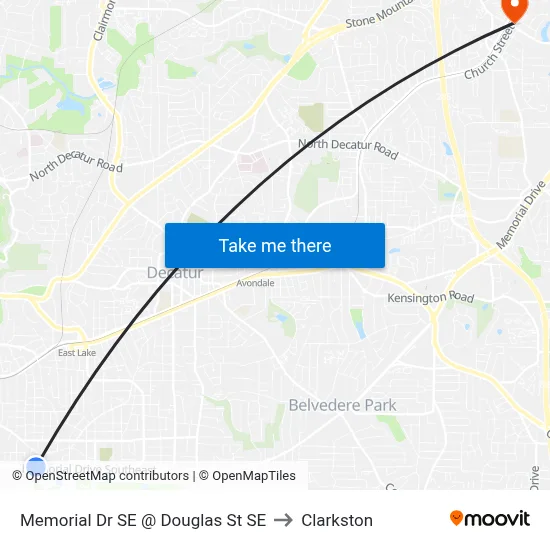 Memorial Dr SE @ Douglas St SE to Clarkston map