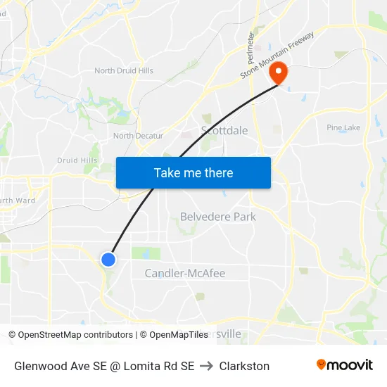 Glenwood Ave SE @ Lomita Rd SE to Clarkston map