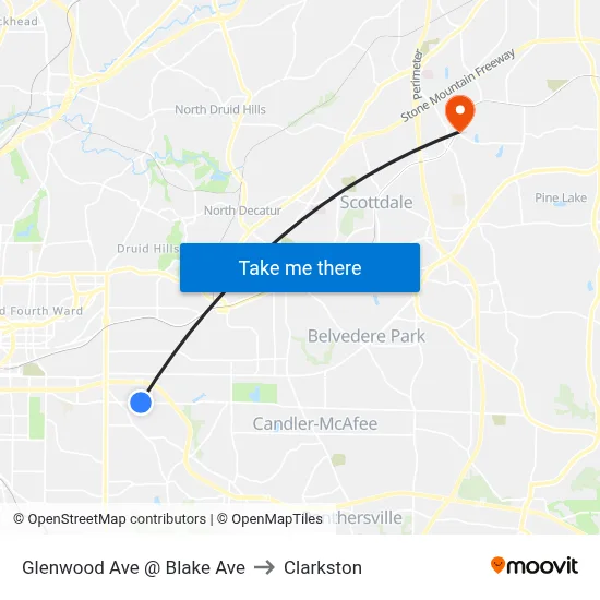 Glenwood Ave @ Blake Ave to Clarkston map