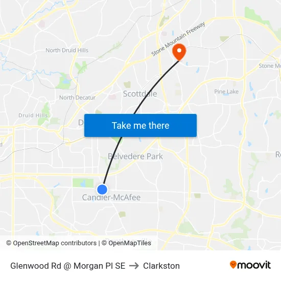 Glenwood Rd @ Morgan Pl SE to Clarkston map